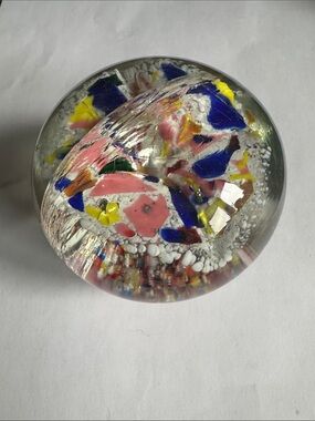 Vintage Murano Style Scrambled Millefiori Glass Paperweight 1.72 lbs unbranded